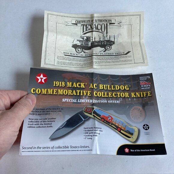 Vintage Ertl Texaco 1918 Mack AC Bulldog Flatbed Truck Diecast Coin Bank w/ KEY! - Picture 8 of 10